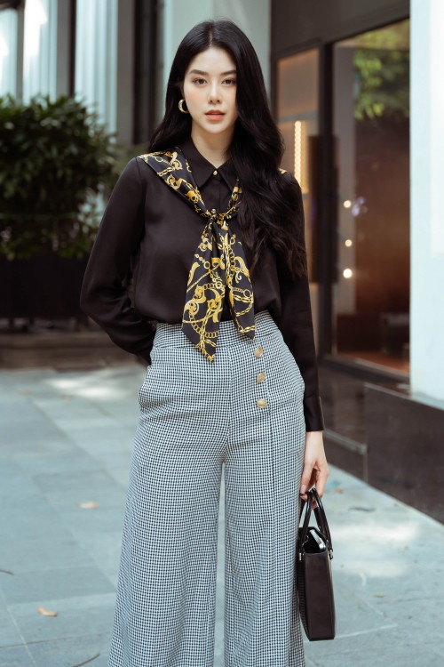 Sixdo Black Wide Leg Woven Pants 1